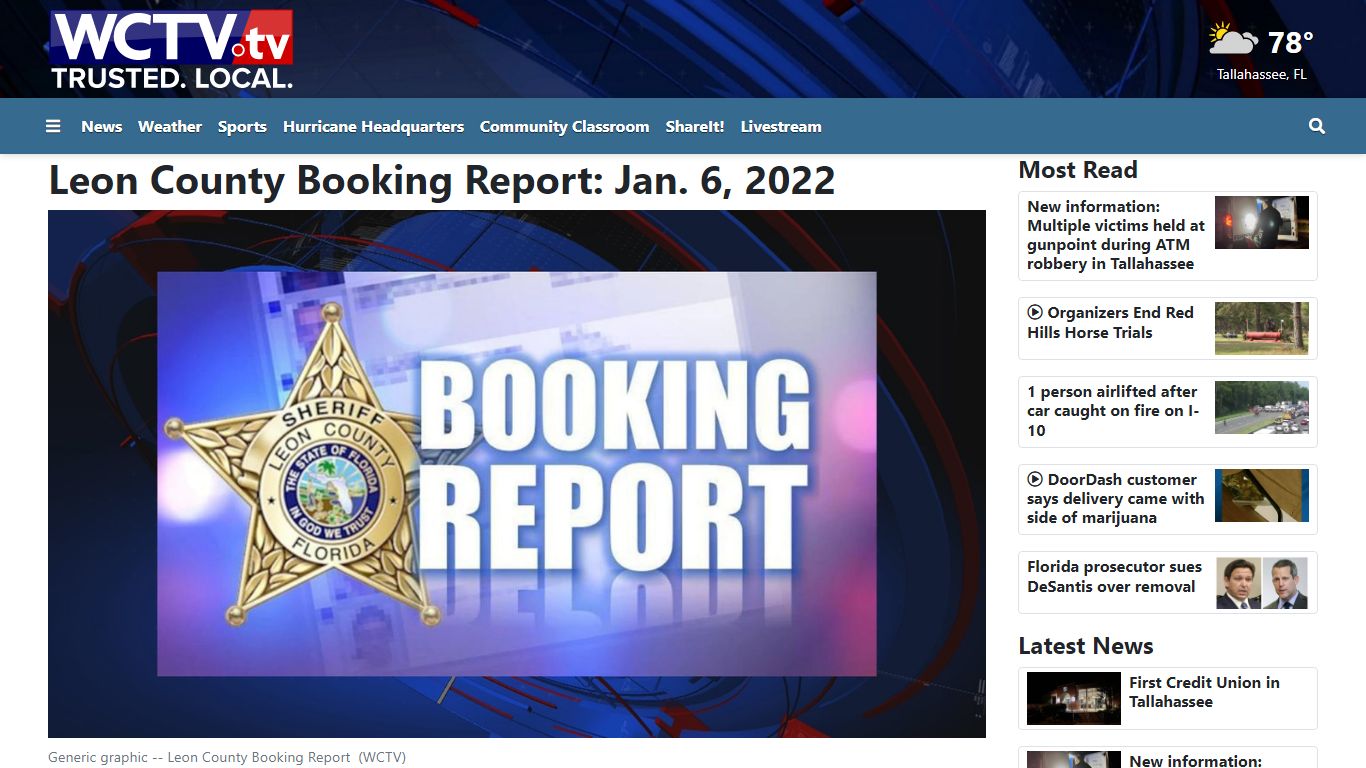 Leon County Booking Report: Jan. 6, 2022 - WCTV