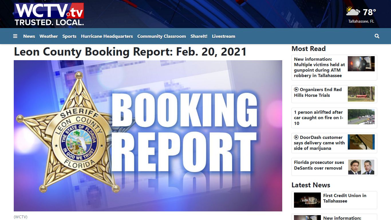 Leon County Booking Report: Feb. 20, 2021 - WCTV